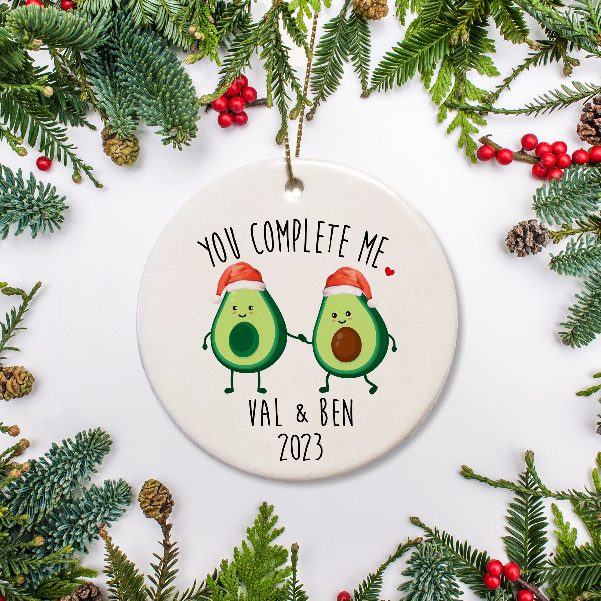 Personalized Christmas Ornament | Avocados - You complete me, your perfect mate Personalized Ornament | Pipsy.com