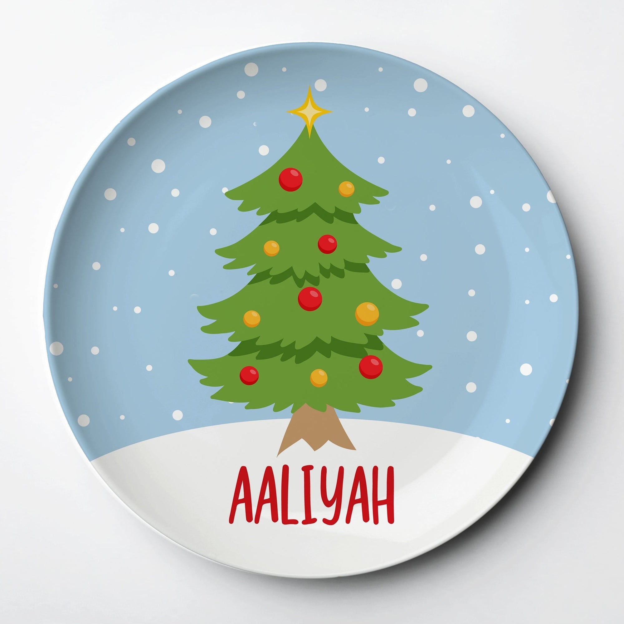 Christmas Tree Personalized Kids Plate, Will last for years and is a great keepsake gift. Microwave and Dishwasher save. Made in the USA