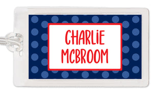 Personalized Luggage Tag, Bag Tag, Laminated polka dot scheme, choose your own colors