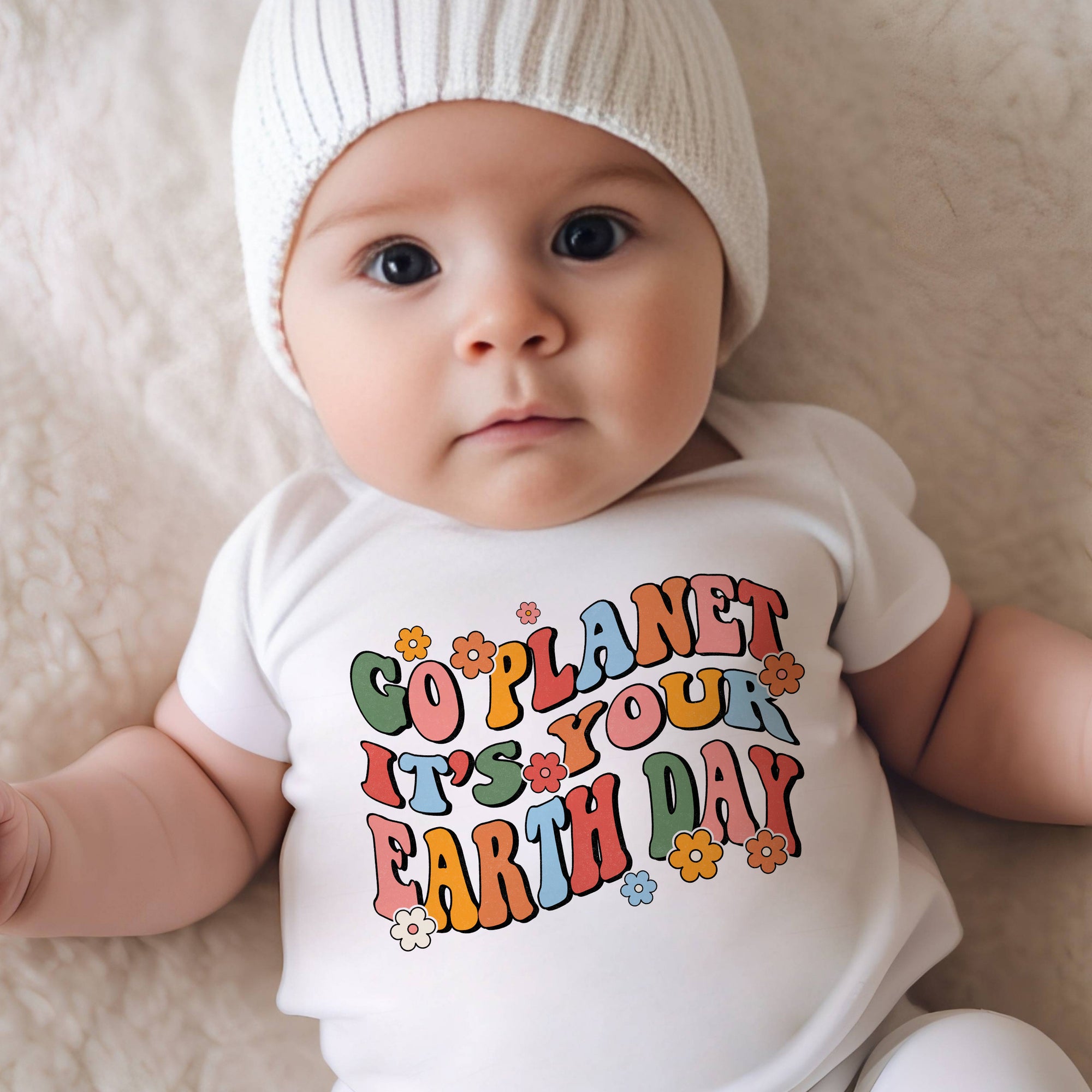 Earth Day onesie, short sleeved, "Go Planet, it's your Earth day"