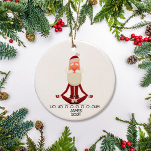 Personalized Christmas Ornament | Yoga Santa | Skinny Santa | Meditation Ho Ho Ohm | PIPSY.COM