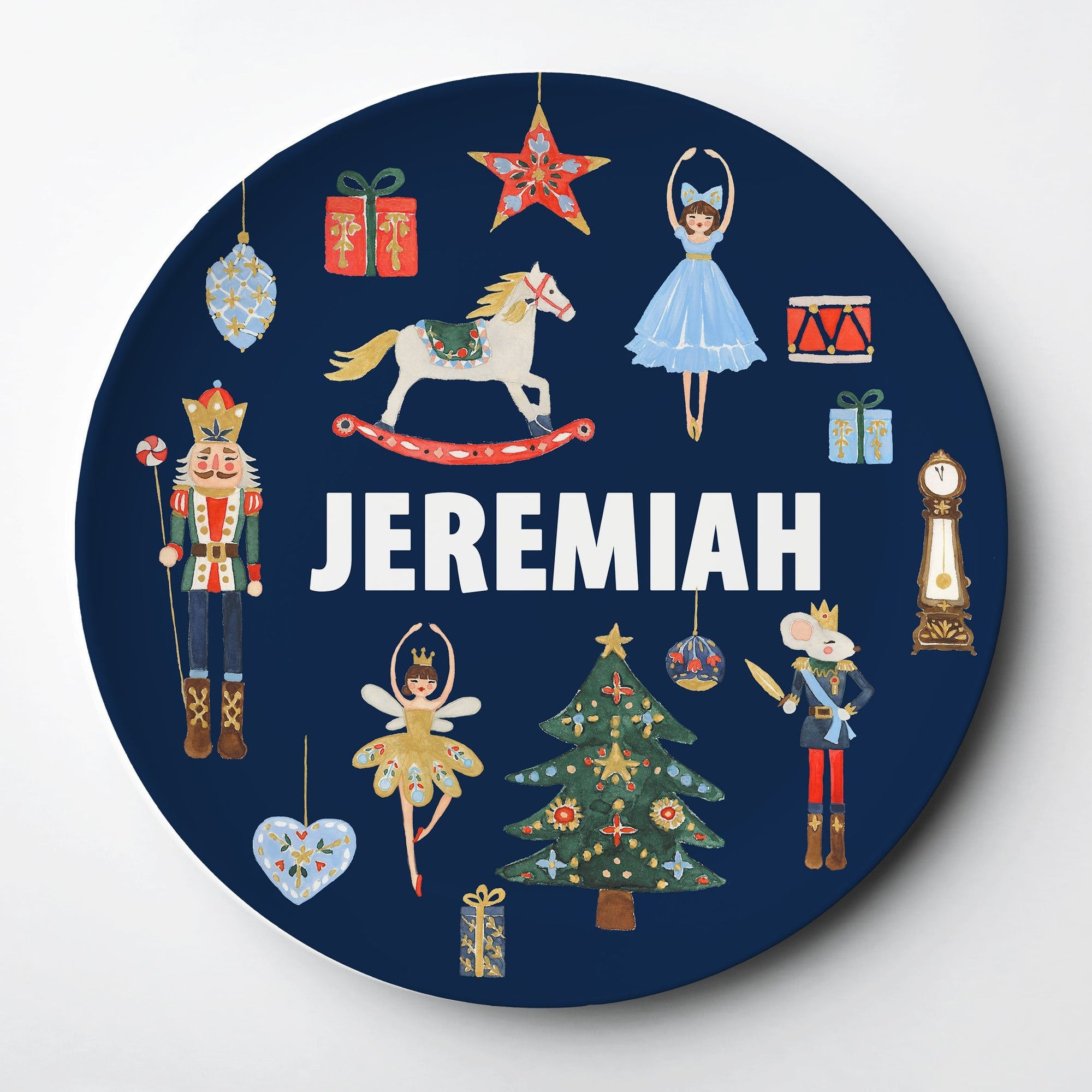 Nutcracker Personalized Kid's plate for Christmas, Blue, Thick polymer, dishwasher and microwave safe
