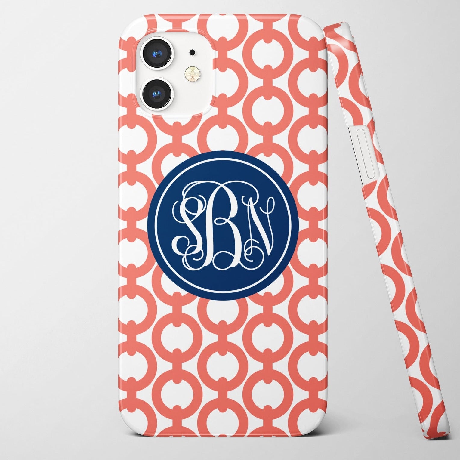 Rings iPhone monogrammed case from Pipsy, choose any color combination