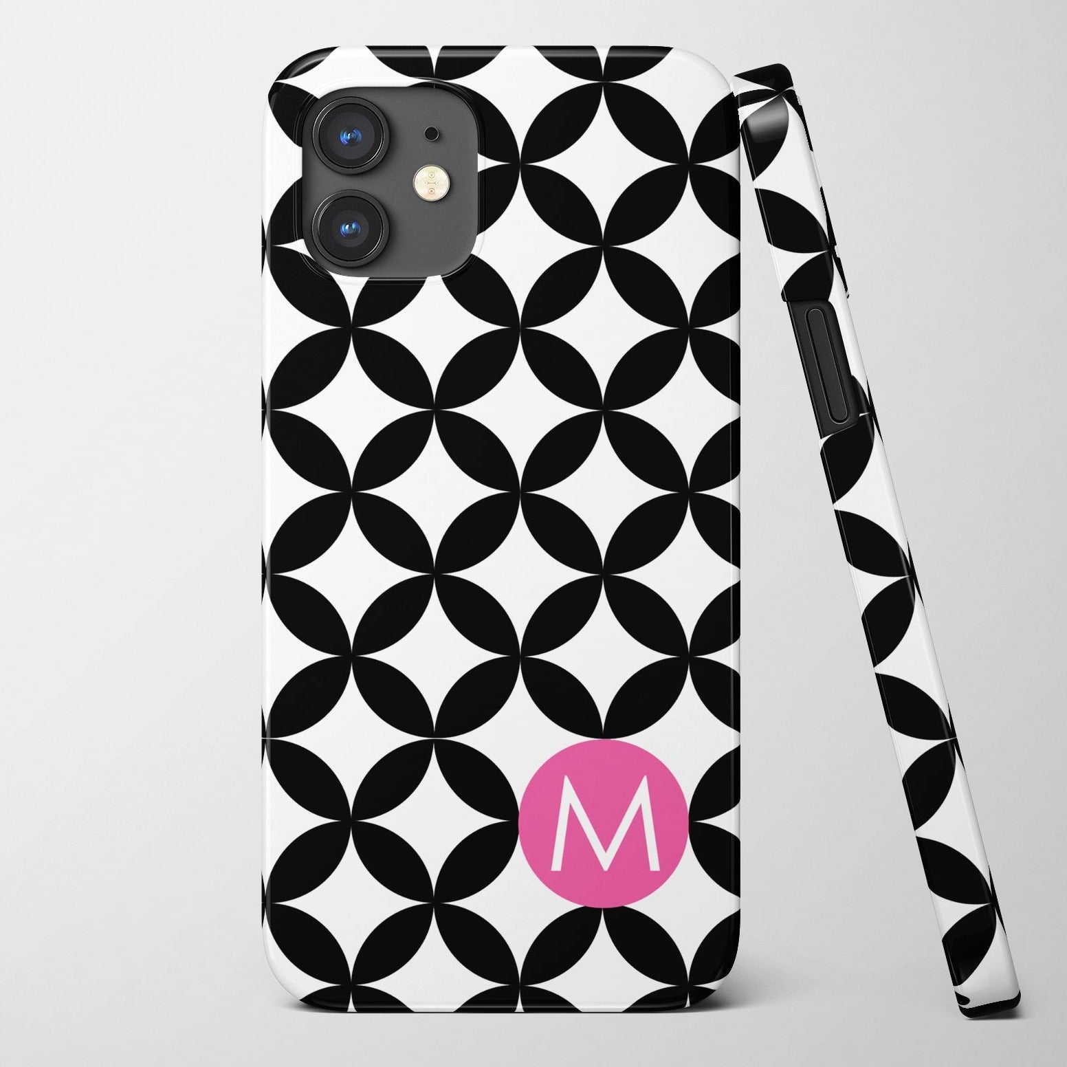Modern Dots iPhone Custom case, personalized with your initial, available for the iphone 15 and prior models, choose any color scheme