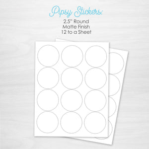 Matte round stickers | Labels | 12 per sheet or print at home digital file