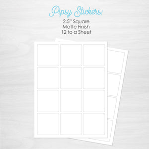 high quality matte square stickers | 12 per sheet | PIPSY.COM