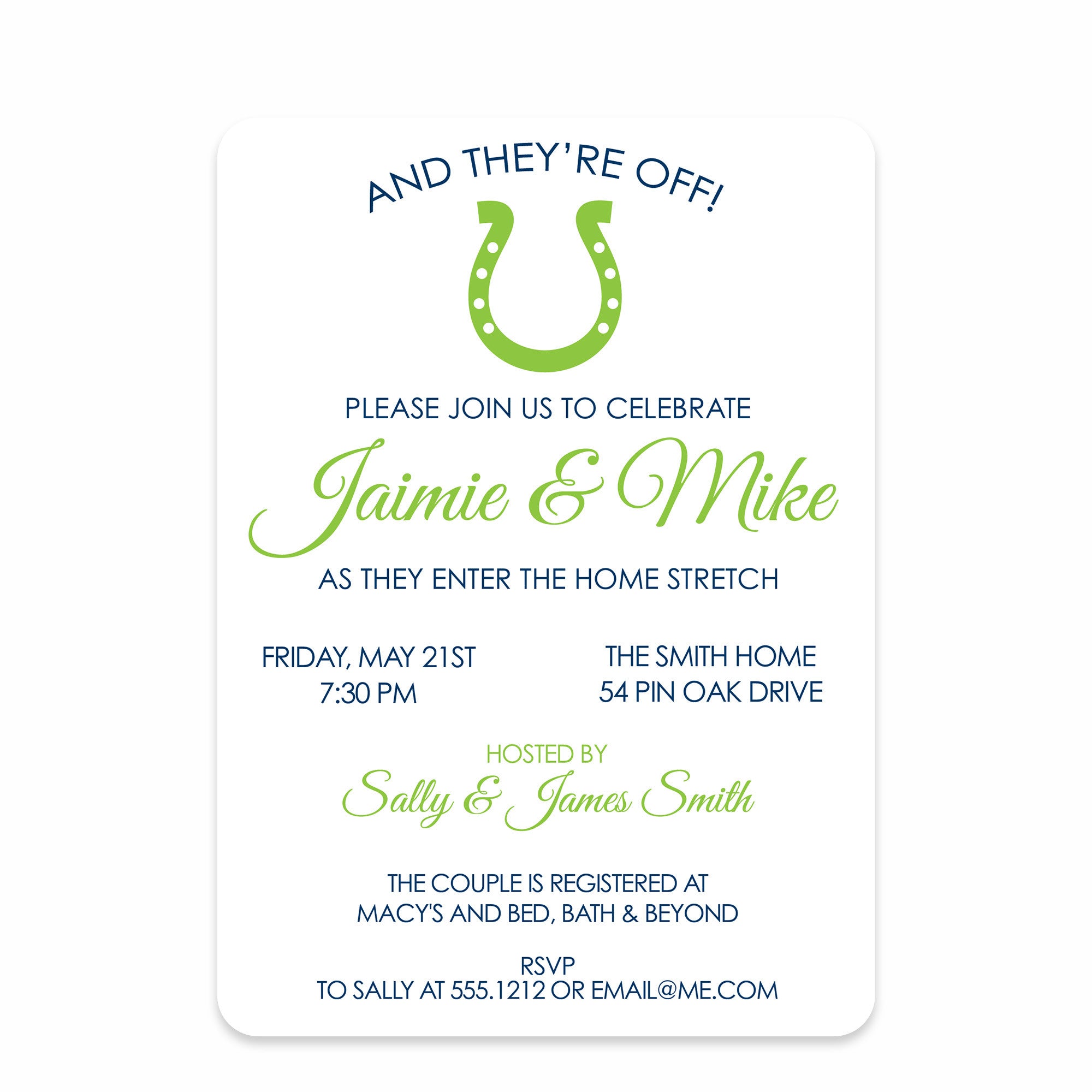 And They're Off Kentucky Derby Themed Wedding Couples Shower Invitation | Pipsy | Front