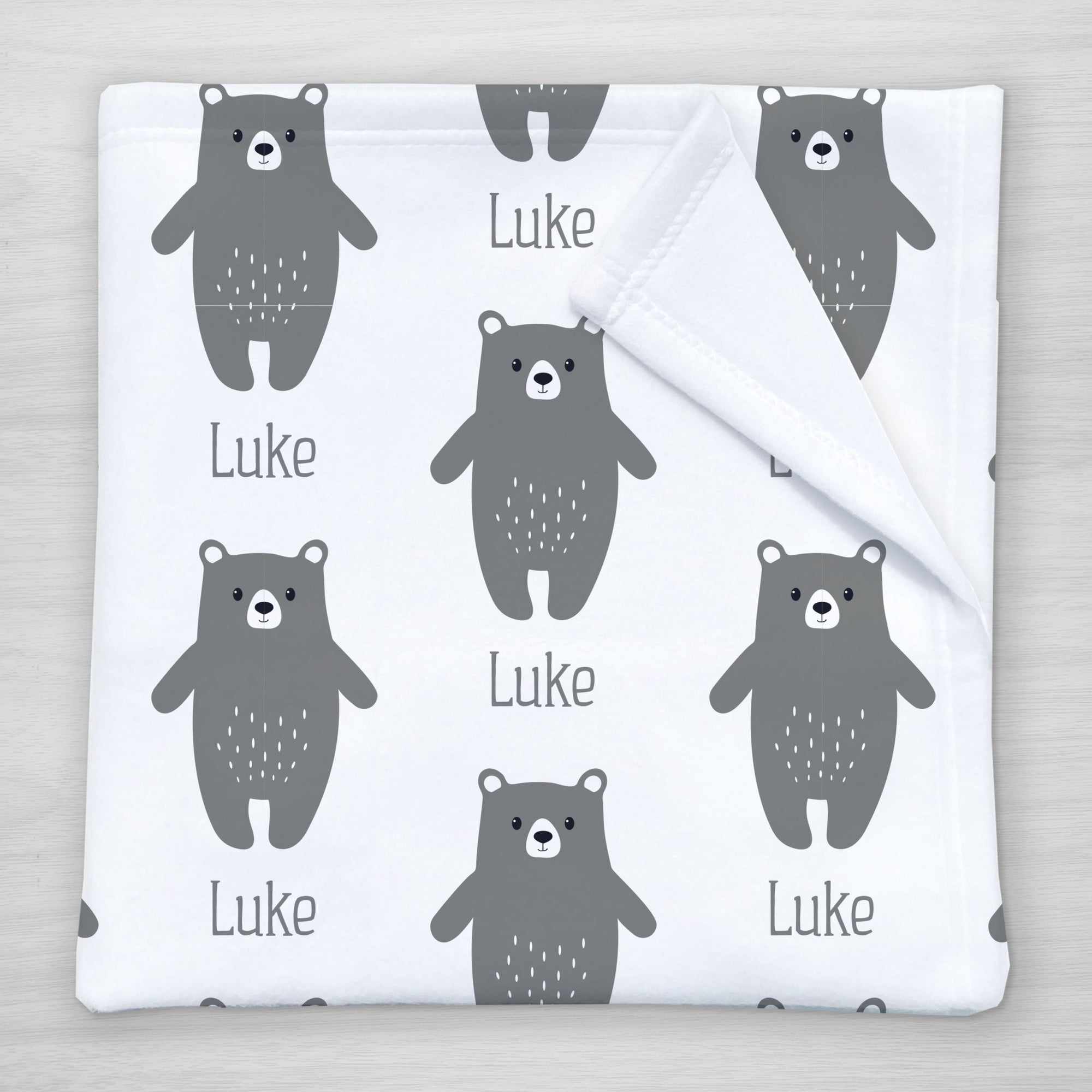 Bear Personalized Baby Blanket with Name, soft fleece