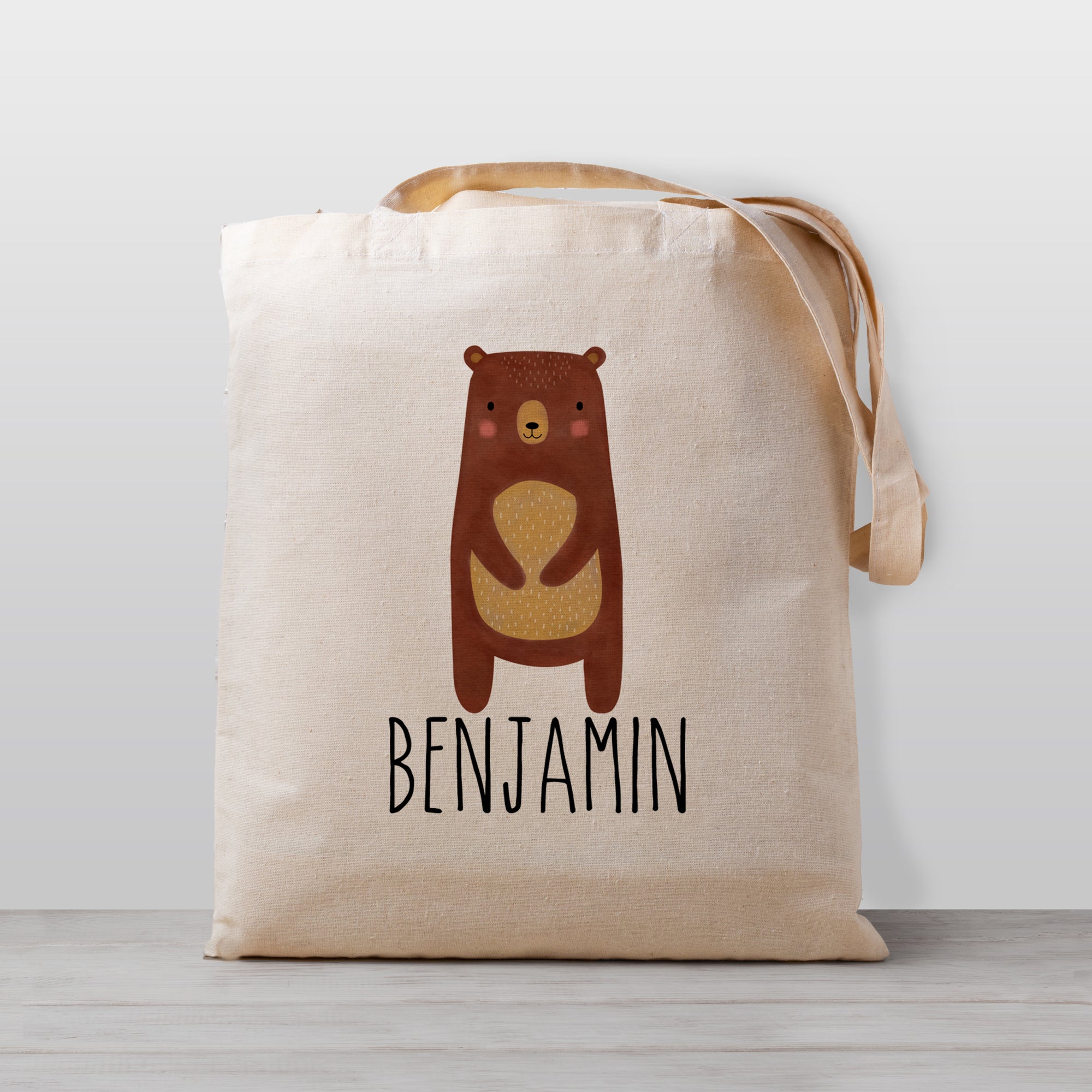 Bear Personalized Tote Bag, 100% Natural Cotton Canvas