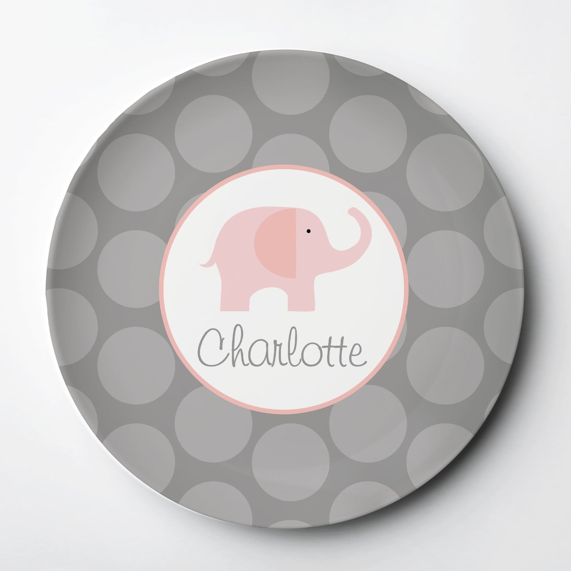 Personalized elephant plate, ThermoSāf® kids reusable plate, microwave, dishwasher and oven safe.  Made in the USA, Pipsy.com