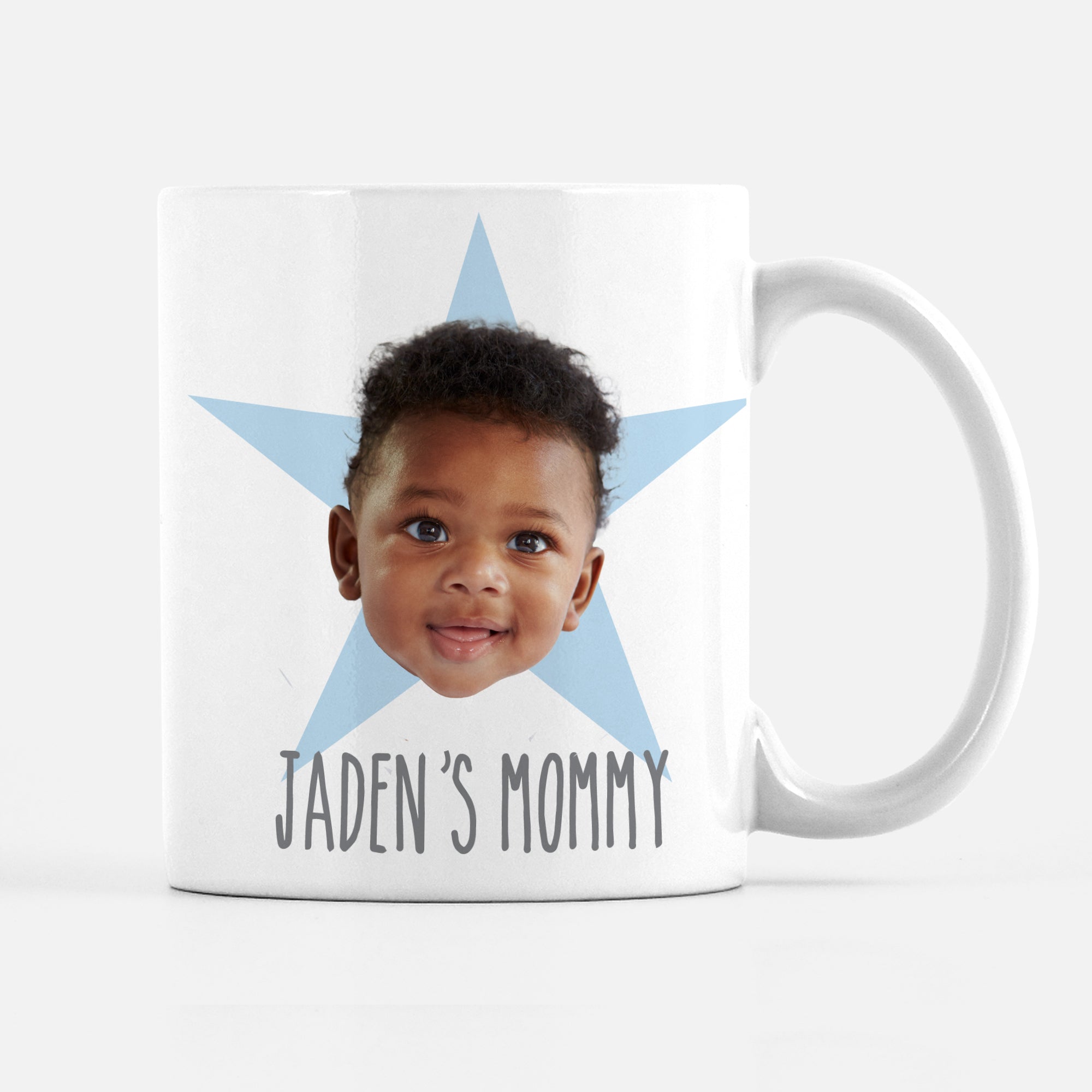 baby face custom photo mug from Pipsy.com (boy with blue star))
