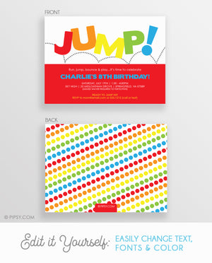 Jump Birthday Invitations, Red (DIY Printable)
