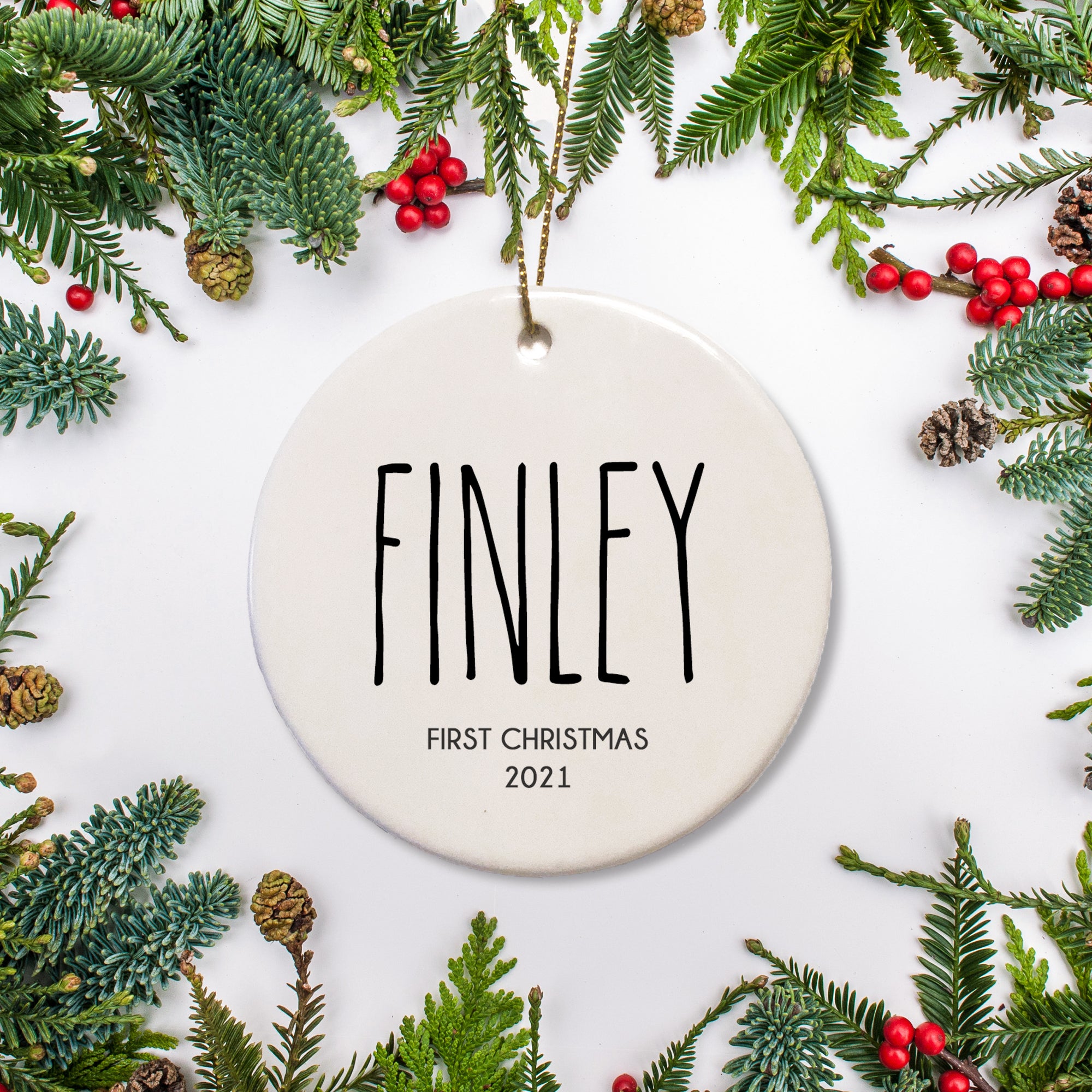 Personalized Christmas Ornament with name and year - optional back text can be added | Gift note | Pipsy.com