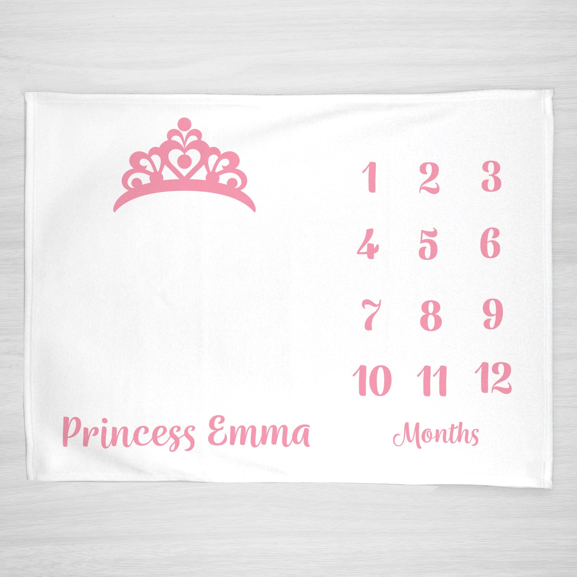 Princess Milestone Blanket, Personalized with a Crown