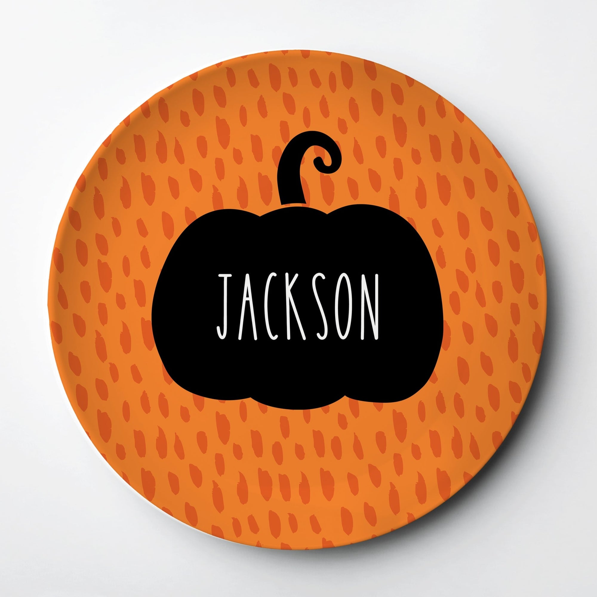 ThermoSāf® personalized kids plate, halloween, pumpkin black and orange, Pipsy.com