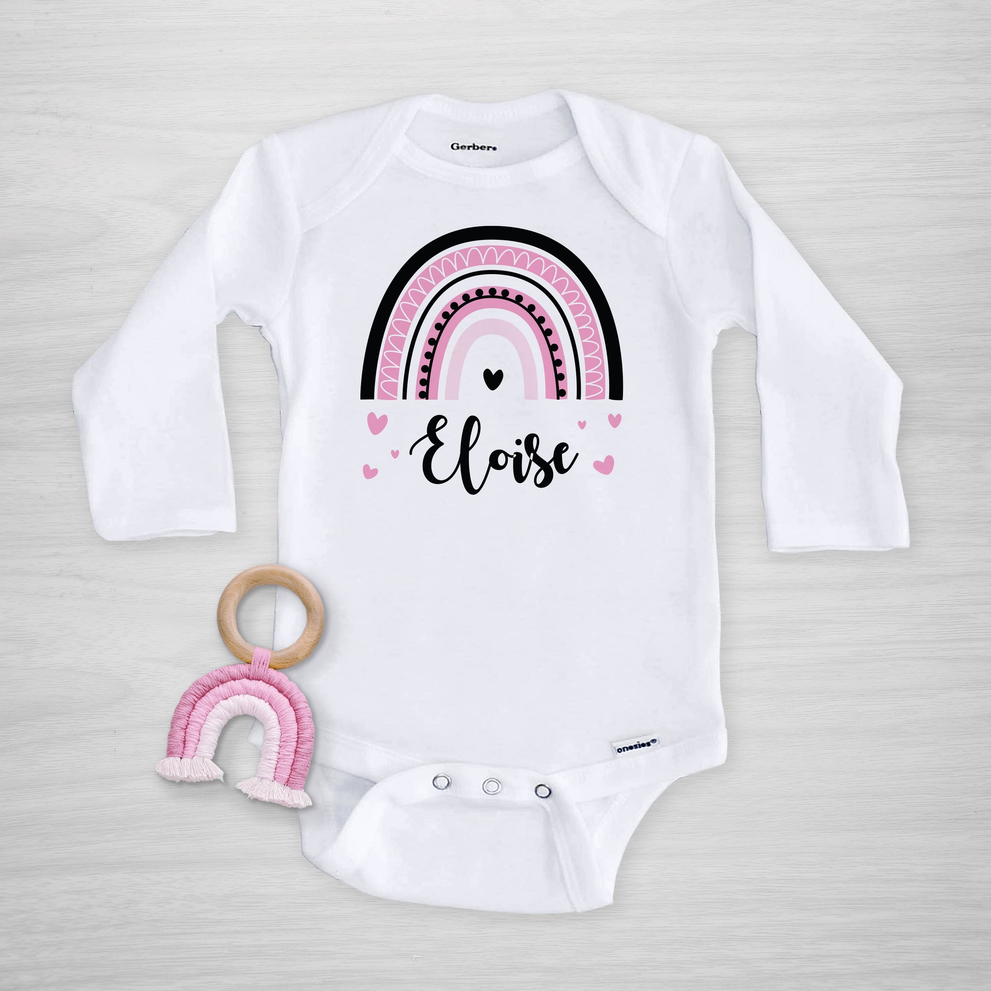 Bold Rainbow Personalized gerber onesie® from Pipsy.com, long sleeved