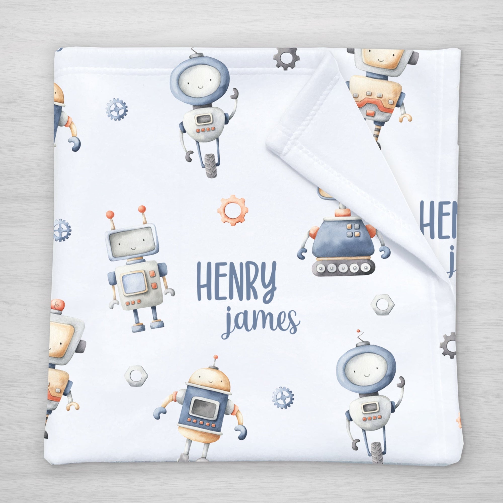Personalized Robot Blanket for kids, toddlers, or babies. Super soft fleece