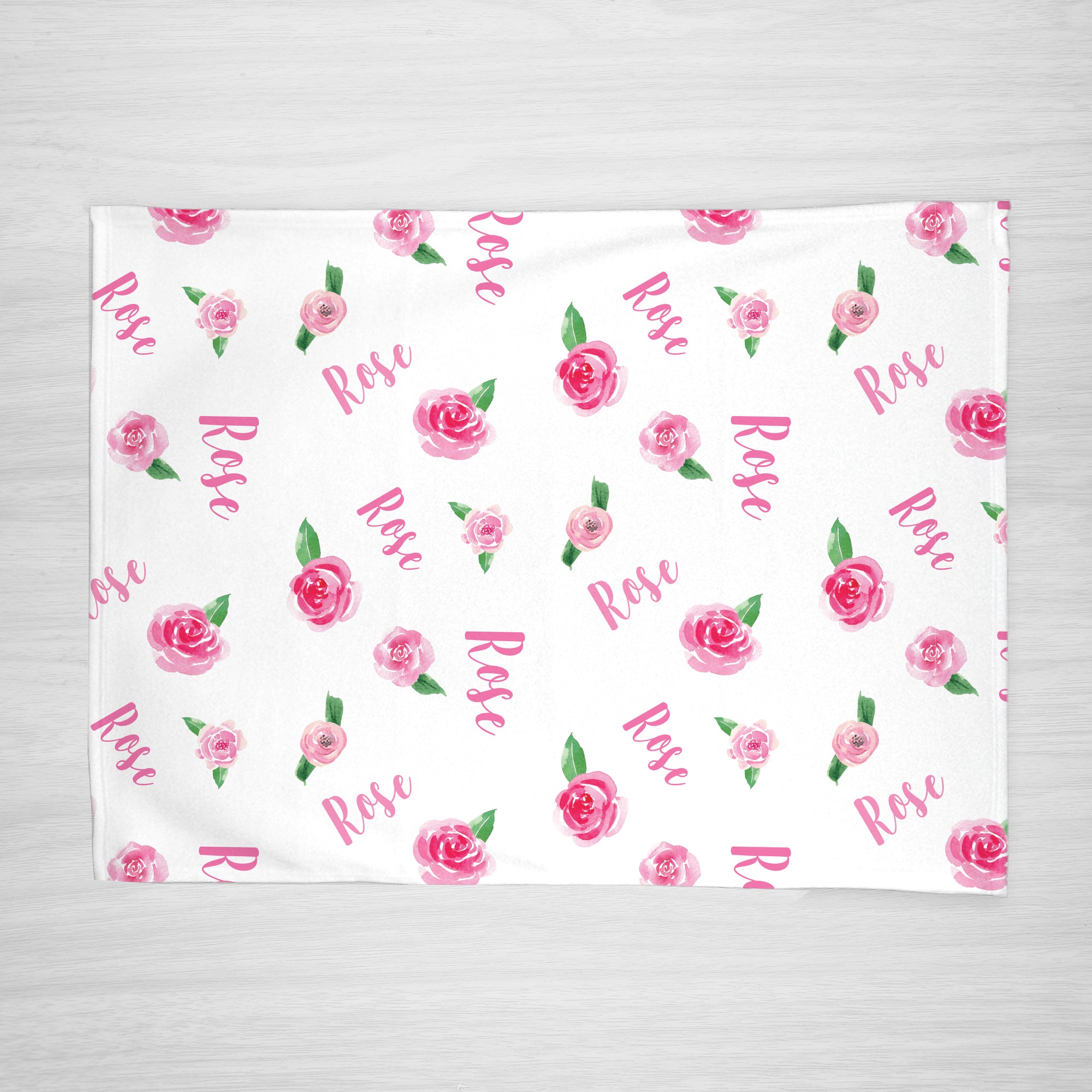 Rose Personalized Name Blanket for Baby Girls