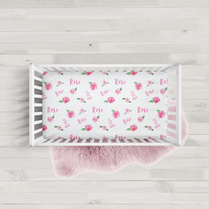 Roses and your name make this sweet crib sheet | Pipsy.com