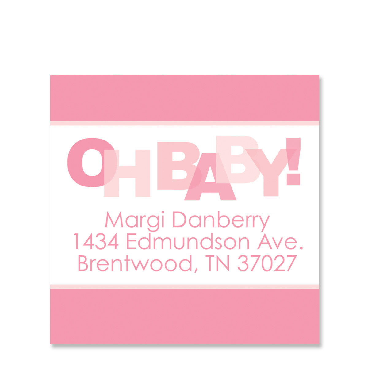 Oh Baby! Pink Return Address Sticker | Swanky Press | Square