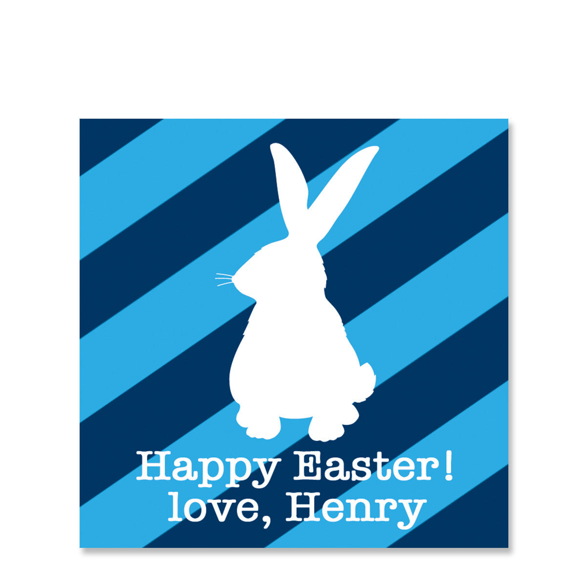 Striped Blue Bunny Easter Gift Sticker | Swanky Press | Square