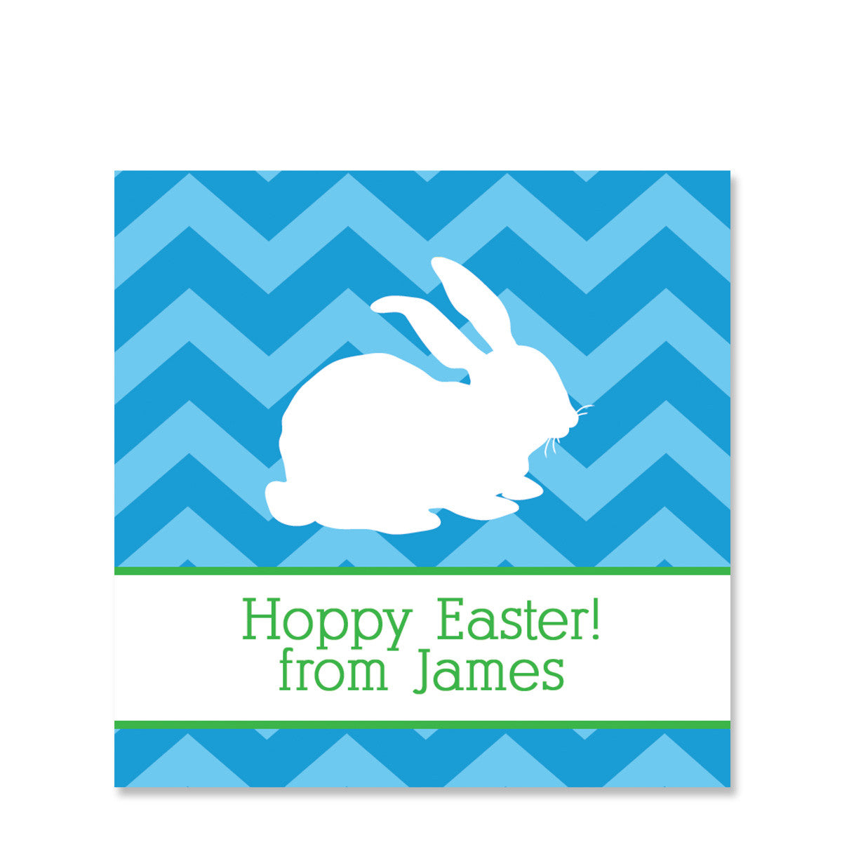 Blue Chevron Bunny Easter Sticker | Swanky Press | Square