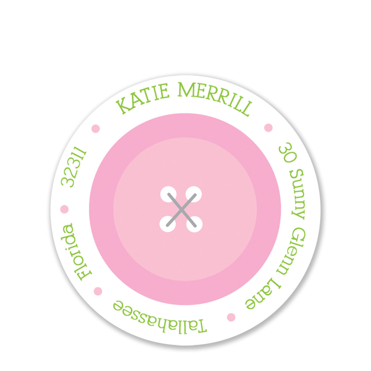 Cute As A Button Pink Round Return Address Stickers