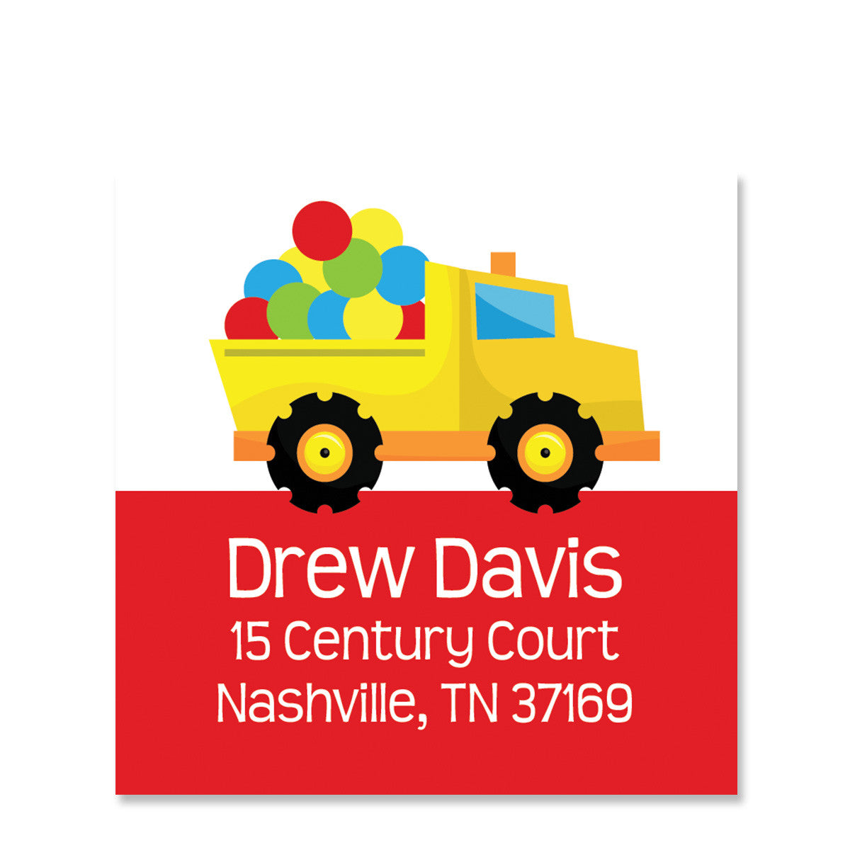 Dump Truck Party Return Address Stickers, Square (Printed)