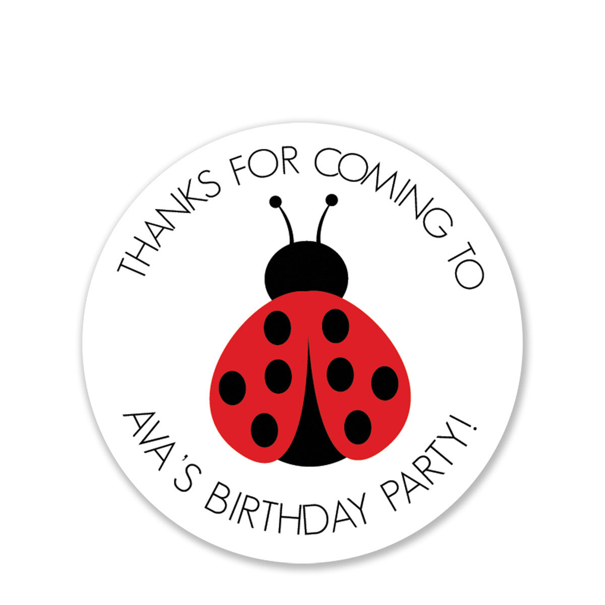 Ladybug Party Favor Stickers, Round