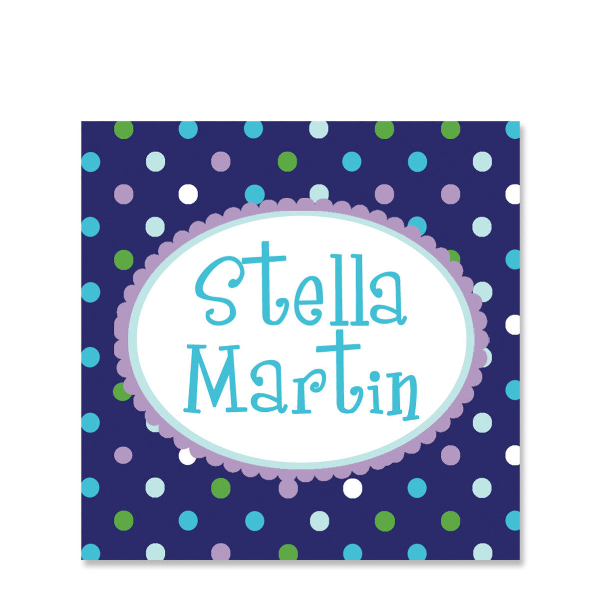 Navy Dots Name Stickers