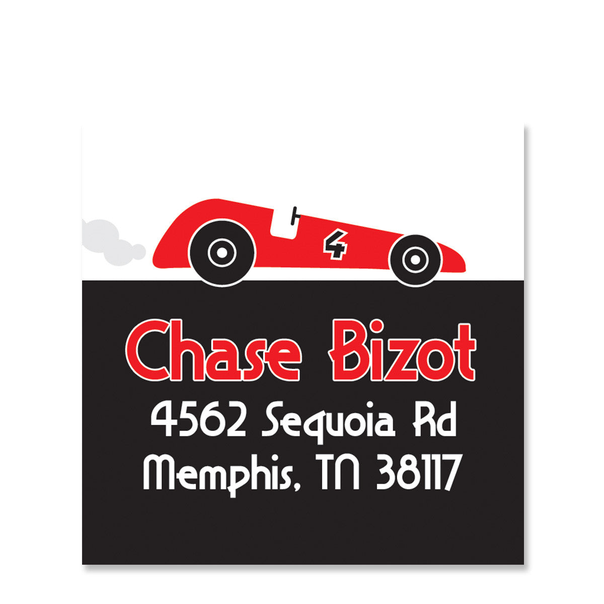 Race Car Party Return Address Stickers, Square (Printed)