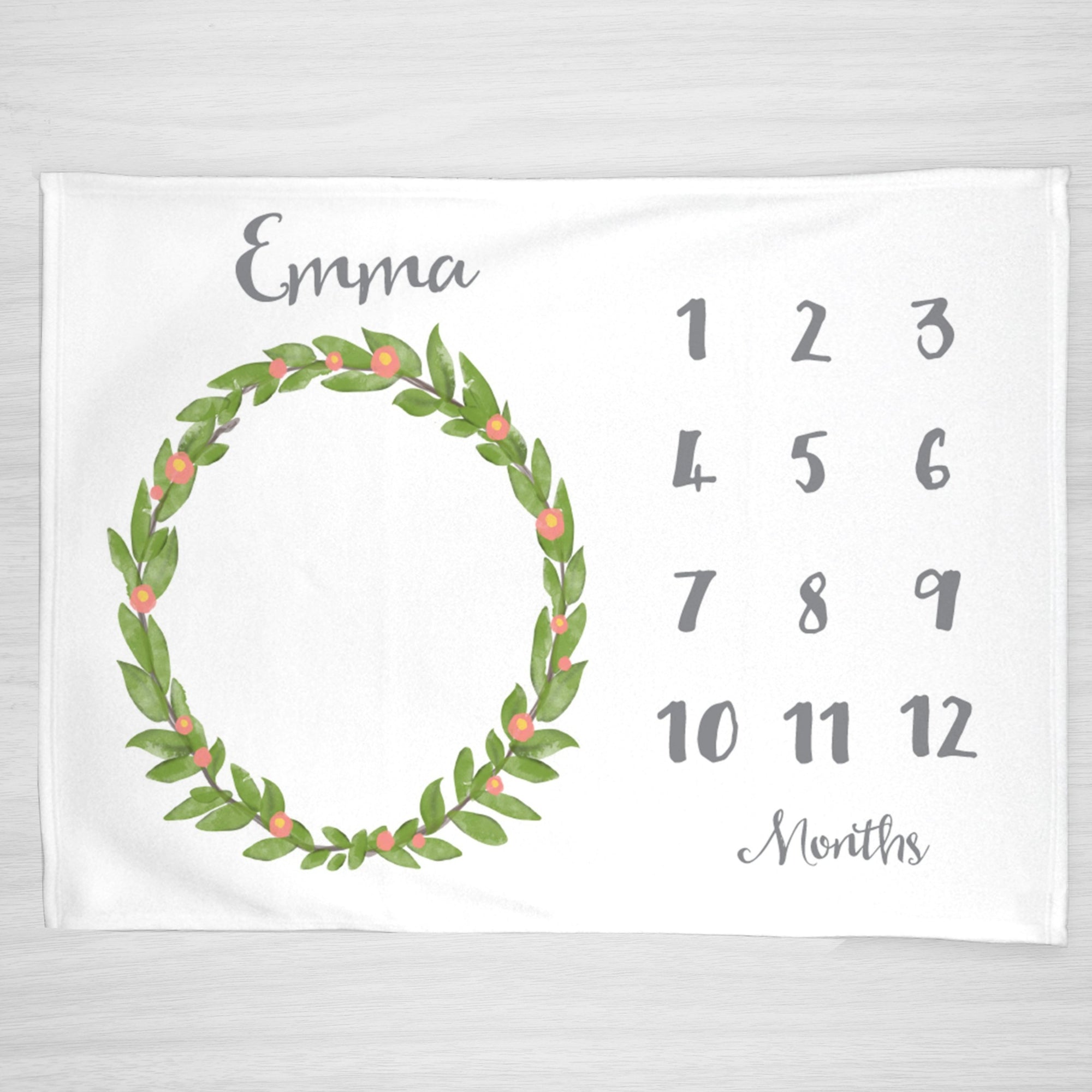 Classic, Simple Wreath Milestone Blanket, Personalized