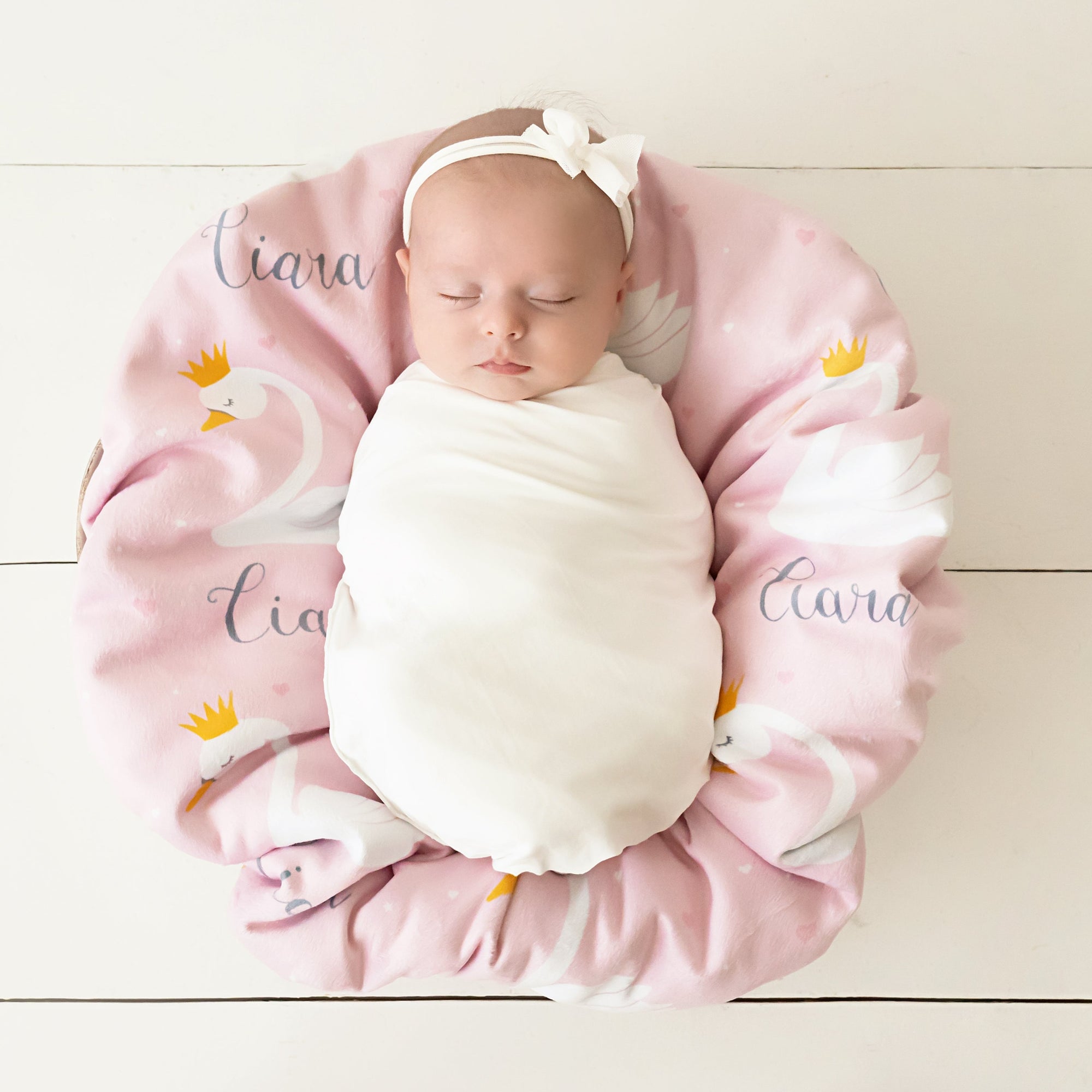Swan Personalized Name Blanket