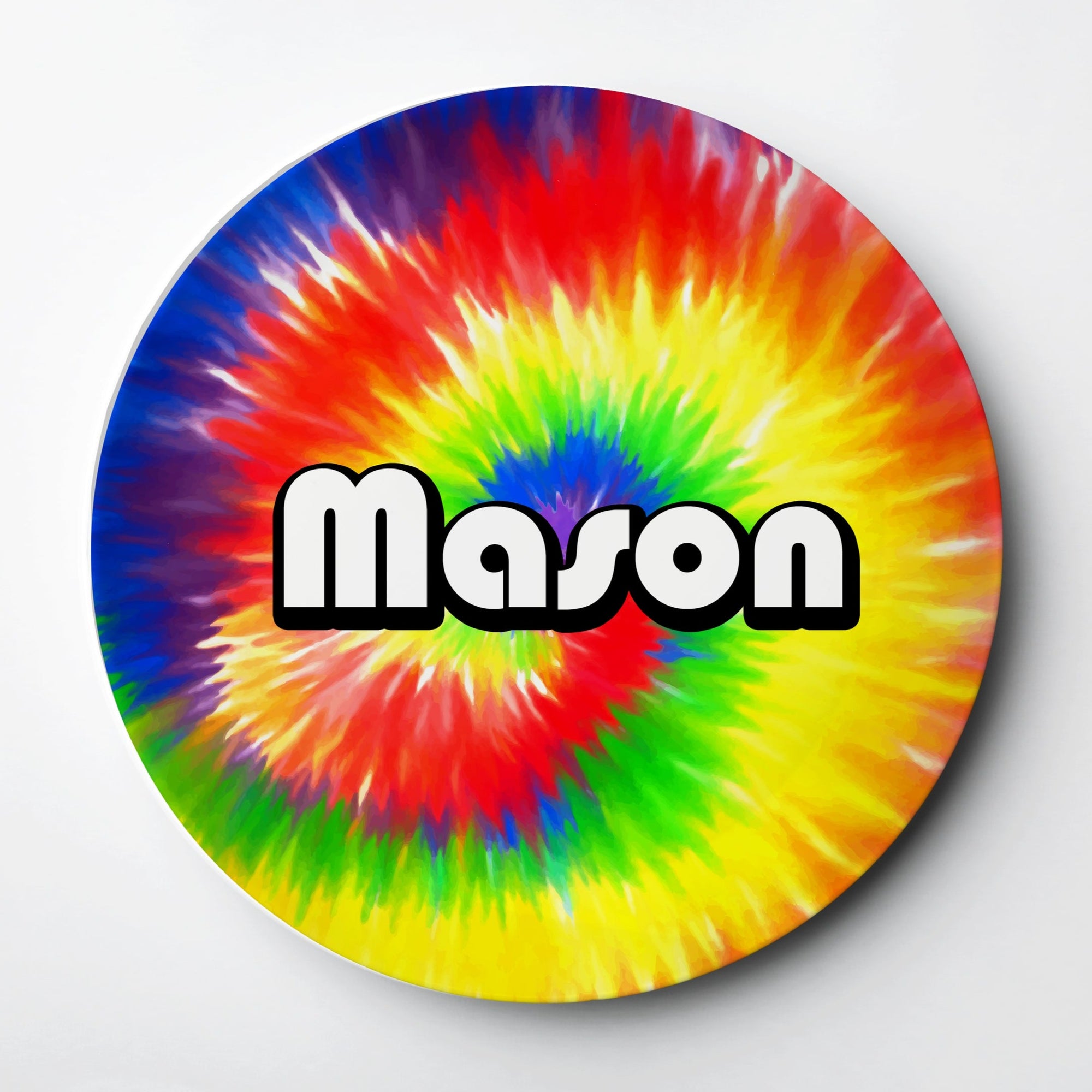 Personalized Kid's Plate with fun tie dye design, Red - Pipsy.com