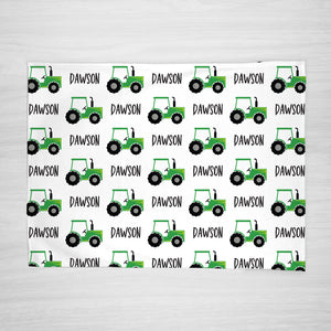 Tractor blanket personalized with your child's name, super soft fleece