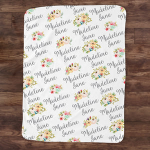 Personalized Toddler or Baby Blanket, Floral, PIPSY.COM
