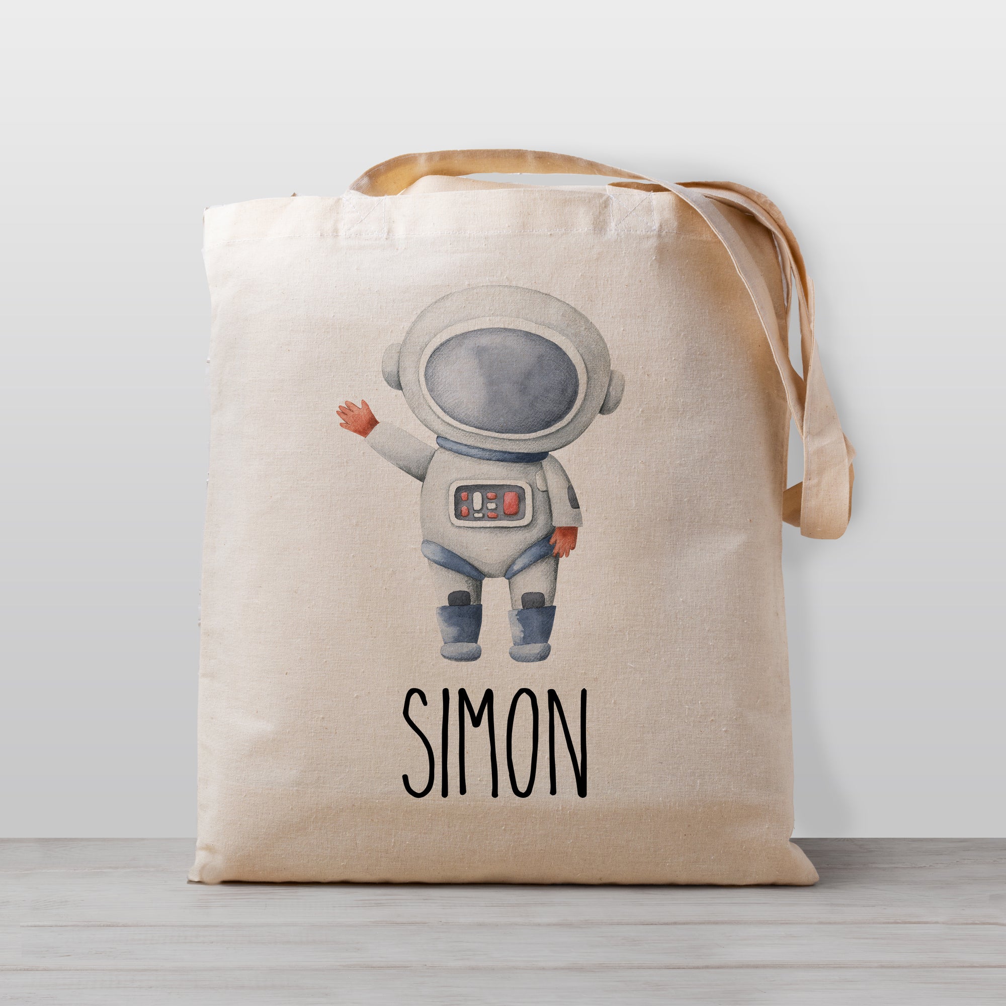Astronaut in Space Personalized tote bag, 100% natural cotton canvas
