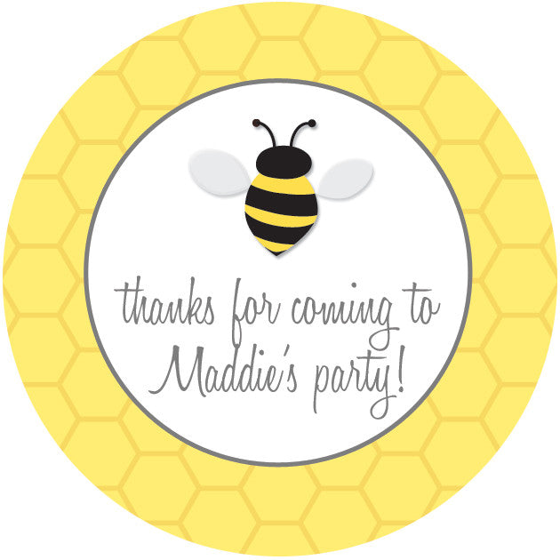 Bee with honeycomb favor sticker