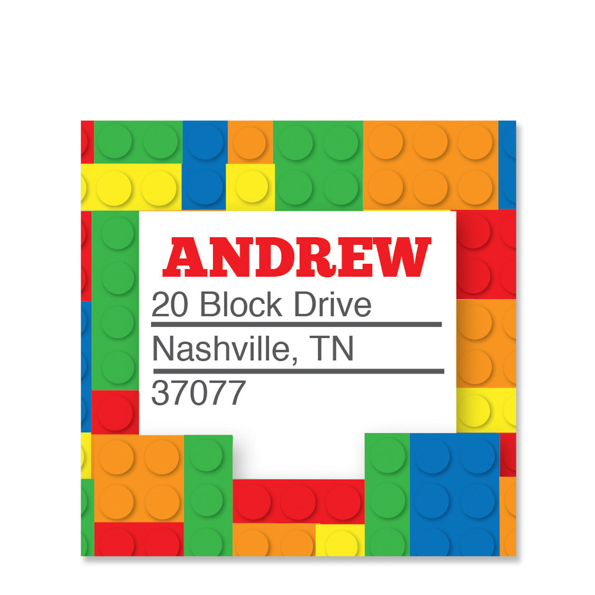 Building Block Party Return Address Sticker | Swanky Press | Square