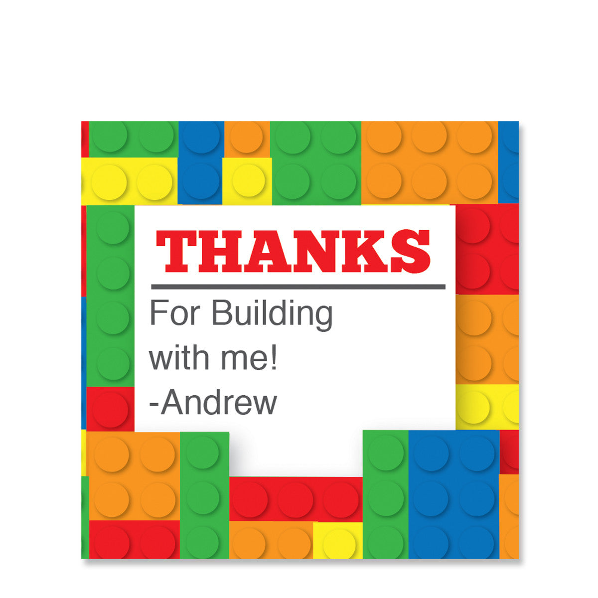 Building Block Party Favor Sticker | Swanky Press | Square