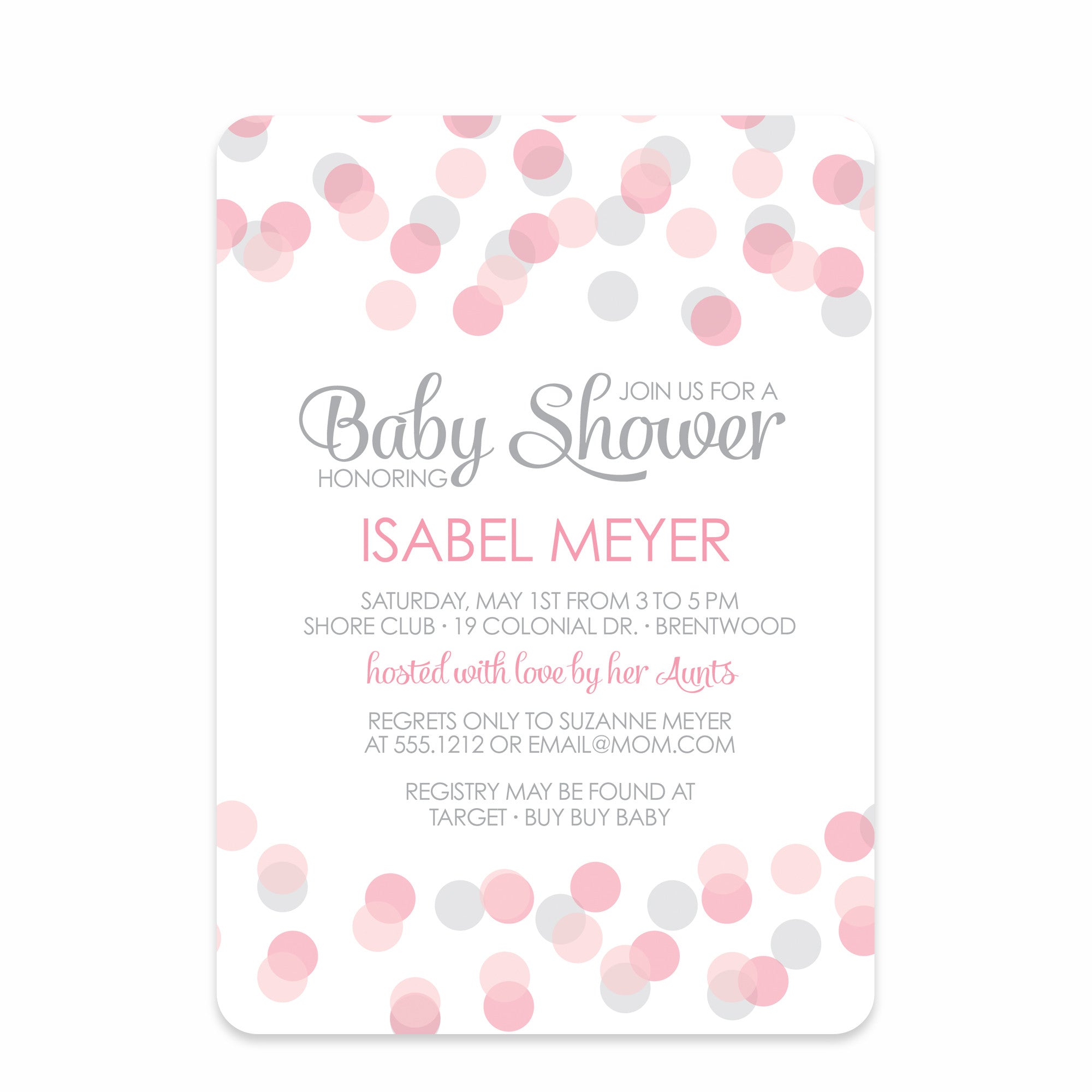 Bokeh Baby Girl Shower Invitation