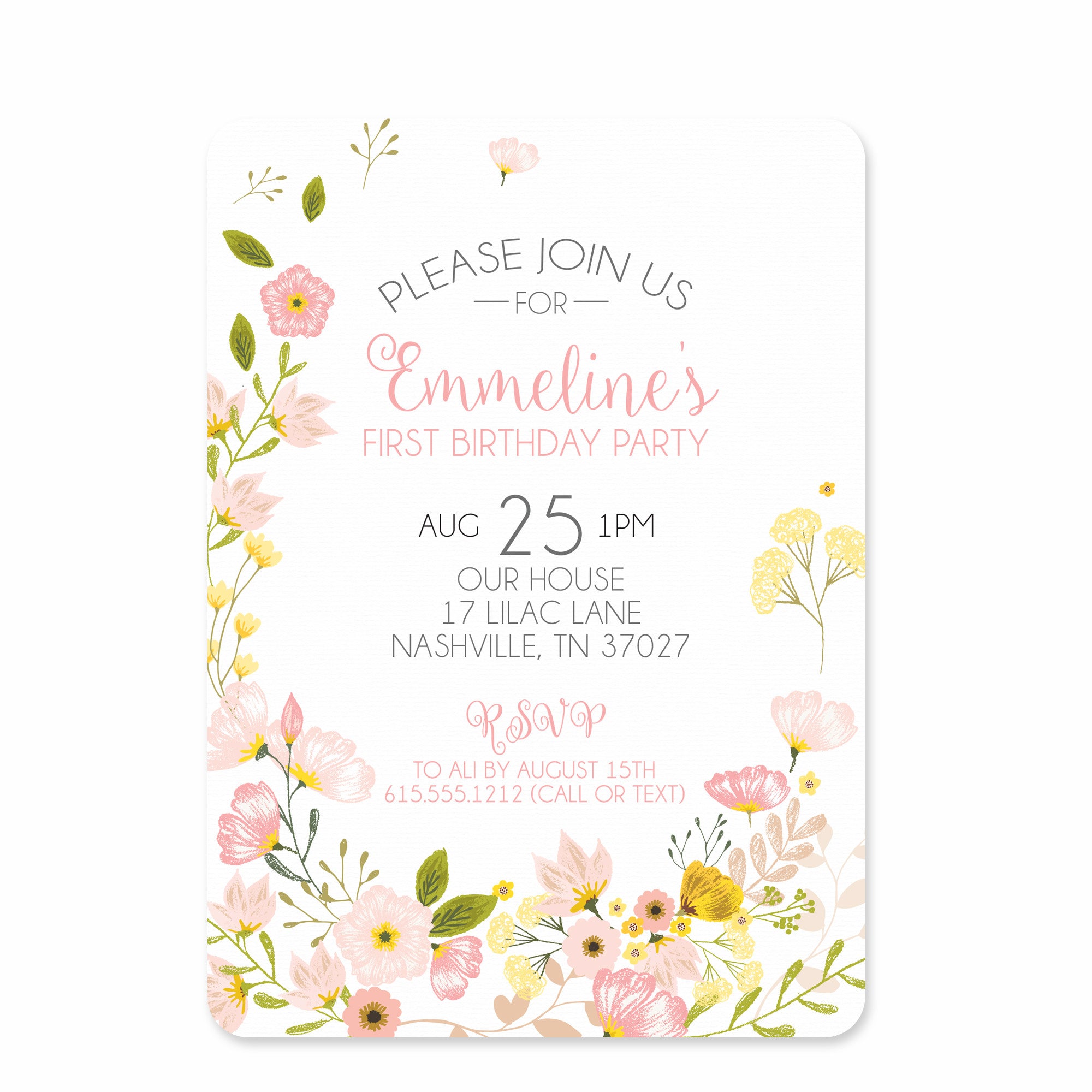Bouquet Birthday Invitations | Pipsy.com (front view)