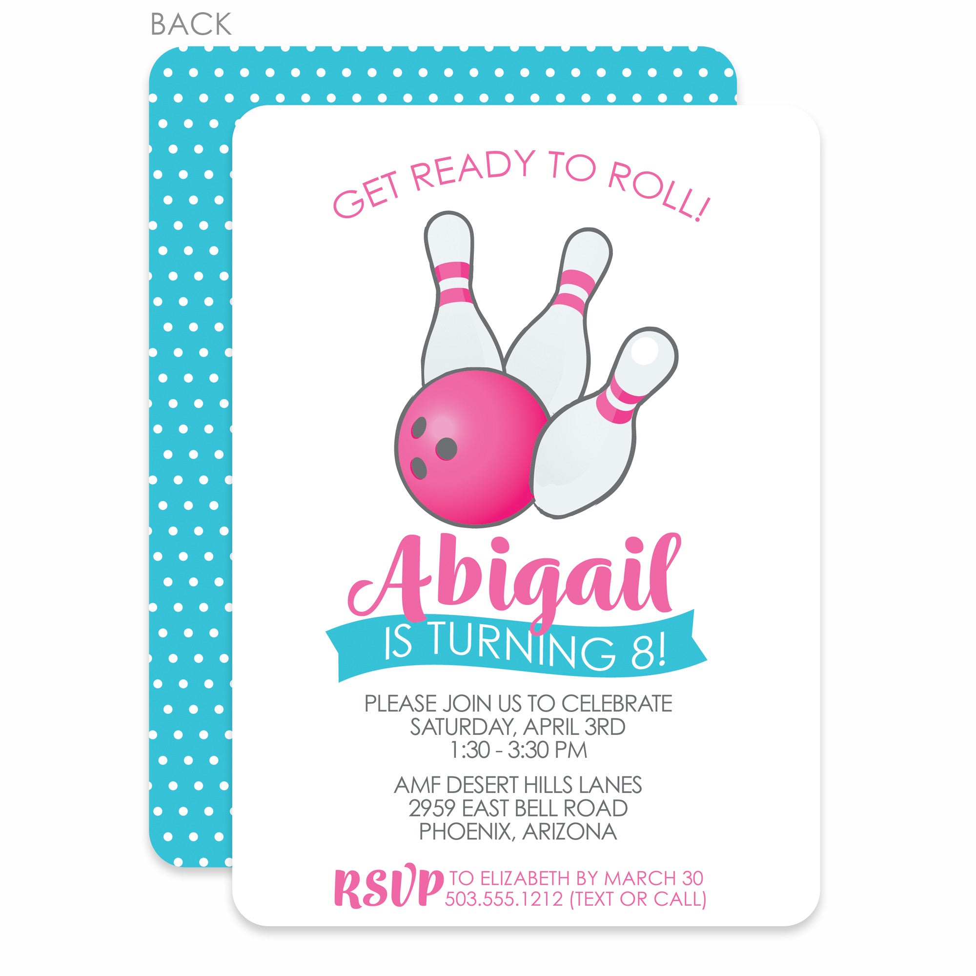 Bowling Birthday Invitations, Pink | Pipsy.com