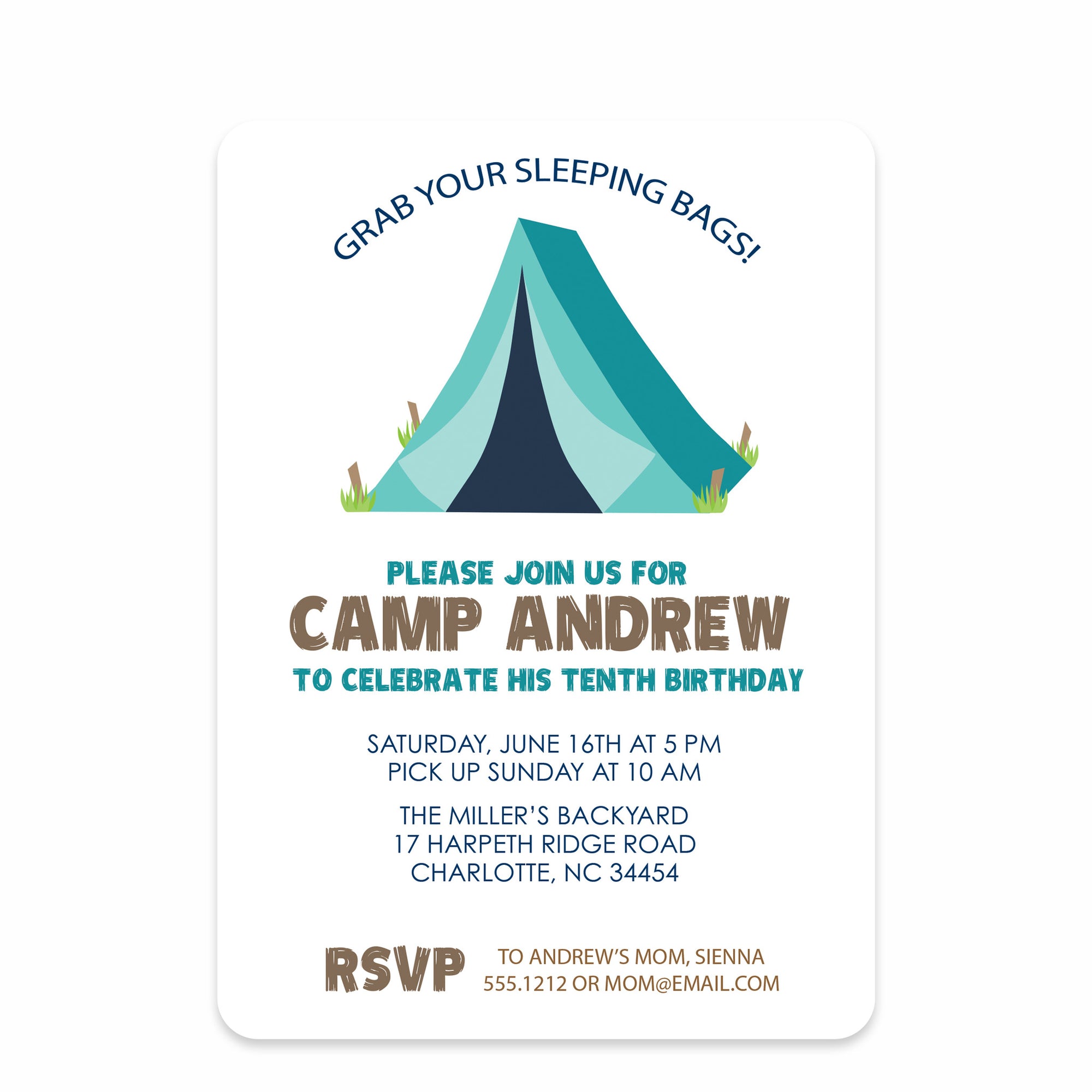 Camping Trip Party Birthday Invitation | Pipsy.com | Front