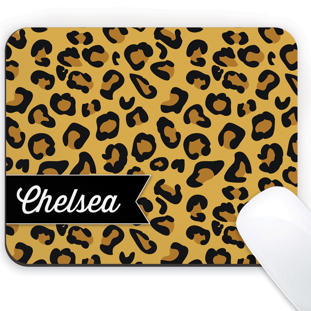 Cheetah design with a name mouse pad