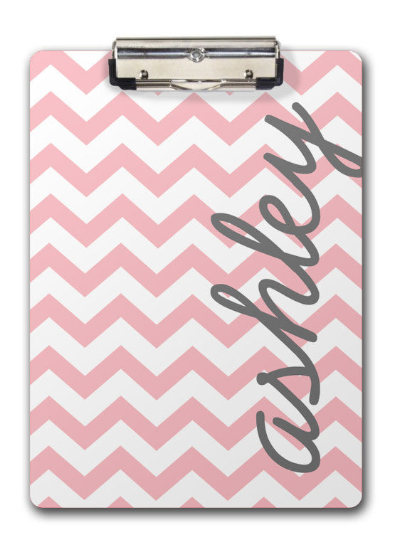 Pink chevron with vertical name clip board