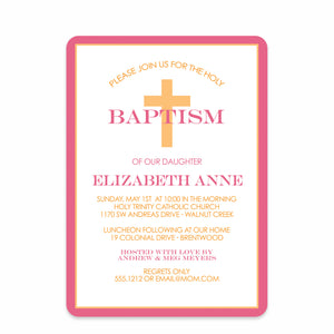 Classic Cross Religious Invitation, Pink, Pipsy.com, front