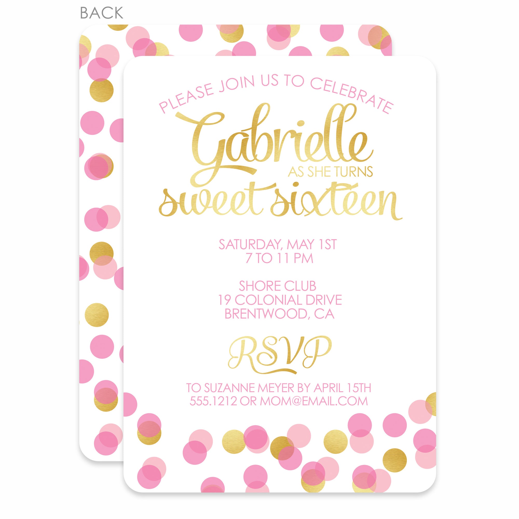 Confetti Sweet Sixteen Birthday Invitation | Pipsy.com