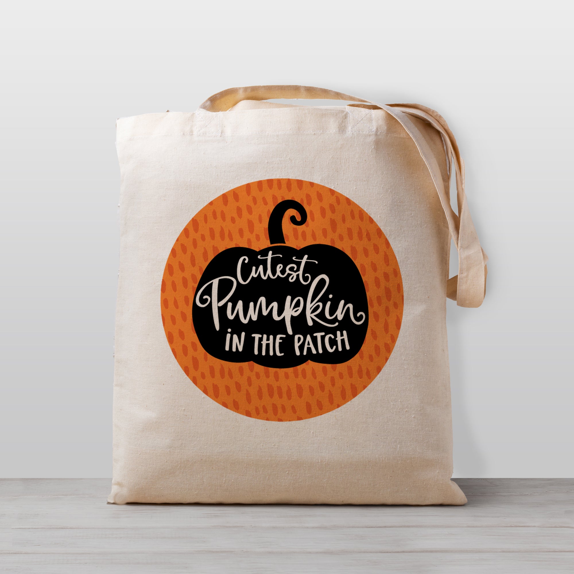 Cutest Pumpkin in the Patch Halloween Trick or Treat Bag, 100% Natural Cotton Canvas