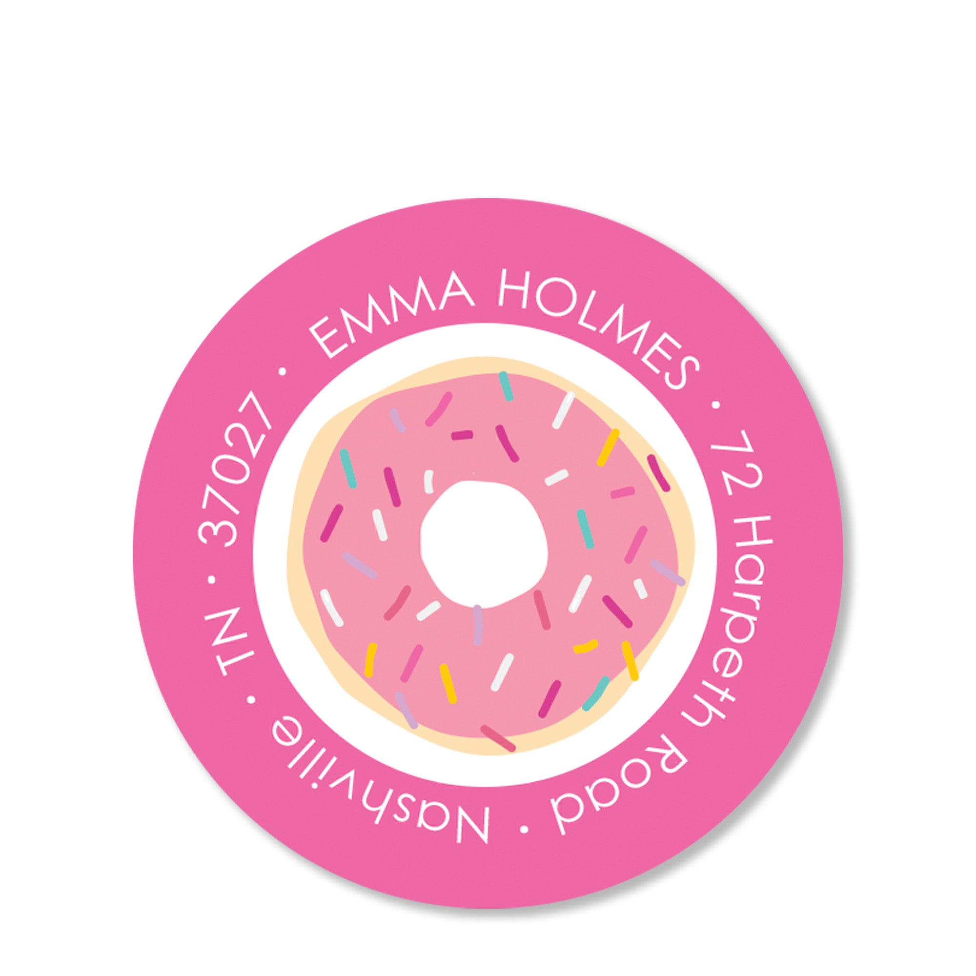 Donut Return Address Stickers (Pink)